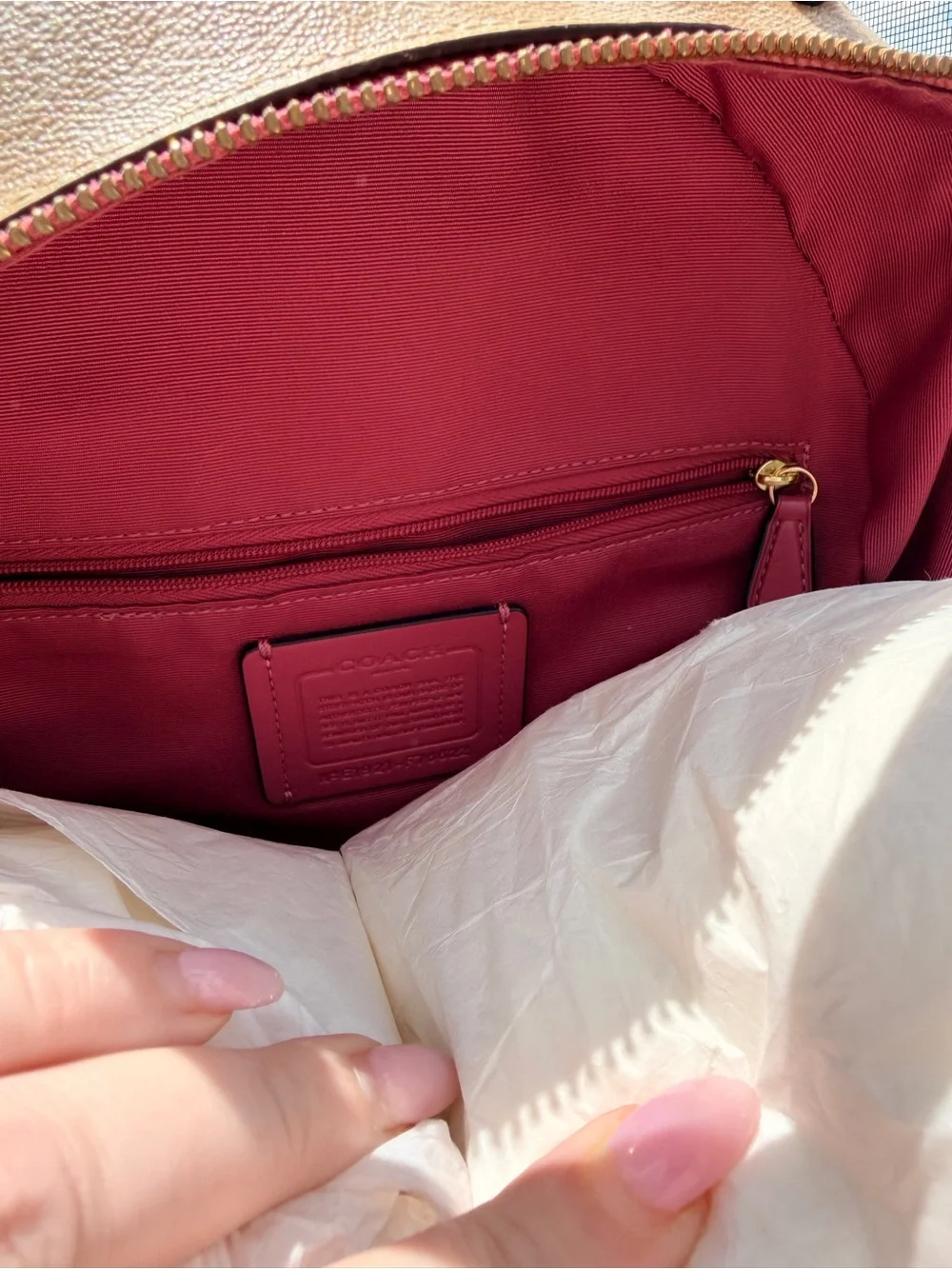 Coach Jordyn Backpack F76622 Rouge Pink Signature Canvas Leather